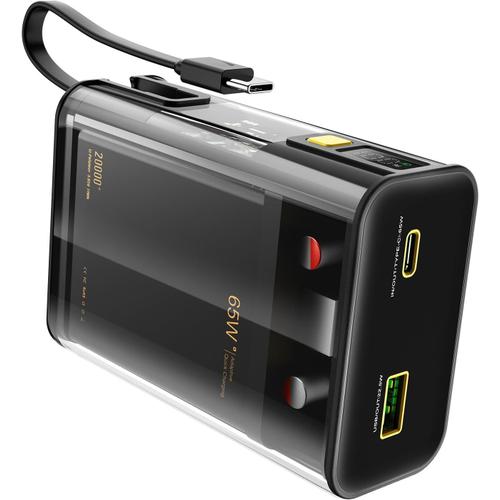 Batterie Externe 65W 20000mAh Power Bank USB-C PD3.0 QC4.0 Charge Rapide avec Cable 65W USBC Intégré pour MacBook Laptop Dell HP