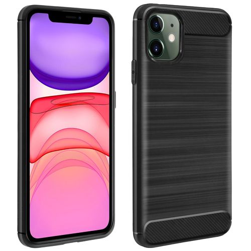 Coque Iphone 11 Silicone Souple Résistant Carbone Effet Brossé Noir