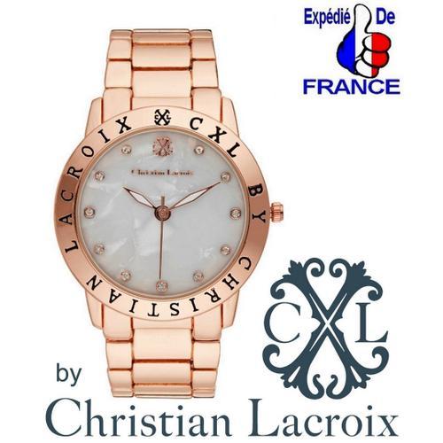 Montre Luxe Christian Lacroix Couture Officielle Rose Gold Acier Or + Nacre Clx