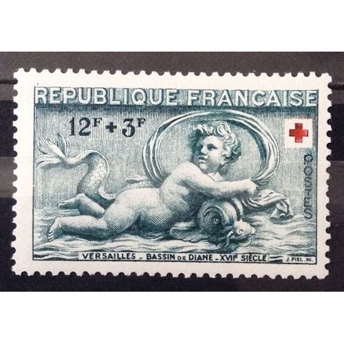 Croix Rouge 1952 - Motifs Bassin Diane 12f+3f Vert (Impeccable N° 937) Neuf** Luxe (= Sans Trace De Charnière) - Cote 6,00 - France Année 1952 - N25845