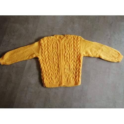 Gilet Torsades Fait Main Mohair 36 / 38 Jaune