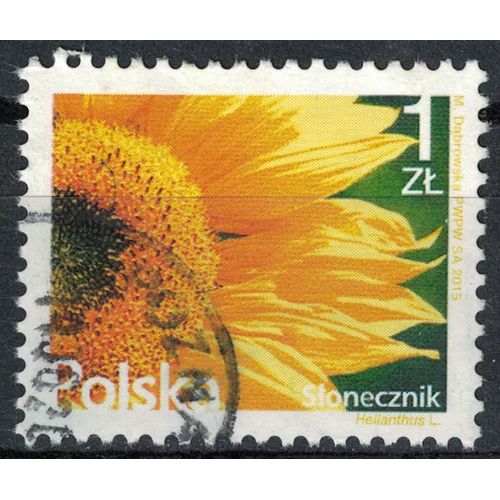 Pologne 2015 Oblitéré Rond Used Flowers Fleurs Sunflower Tournesol