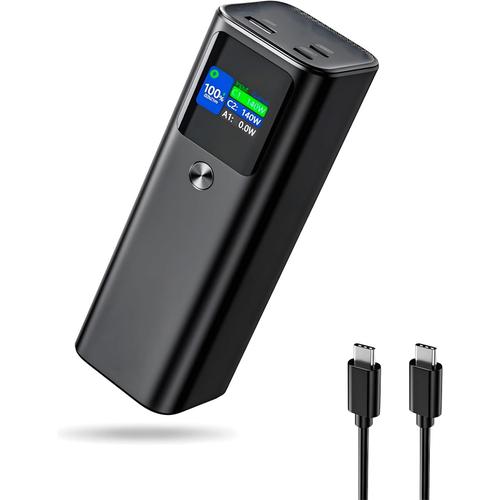 Pulse® Batterie Externe Pro Haute Capacité 24600 Mah 140w - Charge Ultra Rapide De 140 W Avec 3 Ports - Écran Led - Compatible