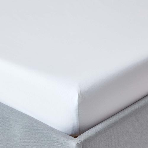 Drap Housse Uni 90 X 190 Cm 100 % Coton Égyptien 200 Fils Coloris Blanc