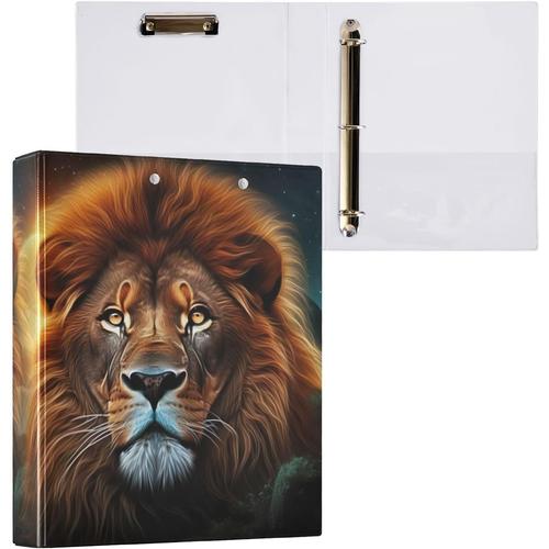 A716 A716 Beautiful Lion Classeur A4 À 3 Anneaux Pour Contenir 200 Feuilles, Classeur À Anneaux En D Avec Porte-Bloc Pour Fournitures De