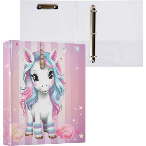 A41 A41 Lot De 1 Classeur À Anneaux A4 Avec Motif Licorne Mignonne Pour Contenir 200 Feuilles, Classeur À Anneaux En D Avec Porte-Bloc