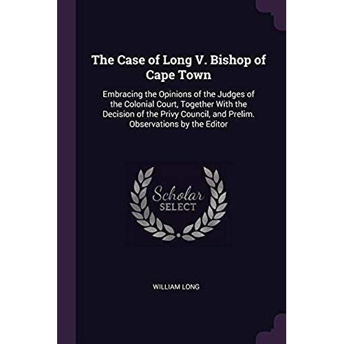 The Case Of Long V. Bishop Of Cape Town