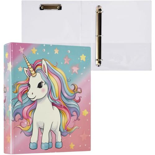 A50 A50 Lot De 1 Classeur À Anneaux A4 Avec Motif Licorne Mignonne Pour Contenir 200 Feuilles, Classeur À Anneaux En D Avec Porte-Bloc