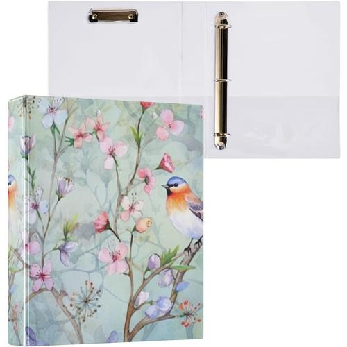 A1520 A1520 Romantique Pretty Birds Classeur A4 À 3 Anneaux Pour Contenir 200 Feuilles, Classeur À Anneaux En D Avec Porte-Bloc Pour