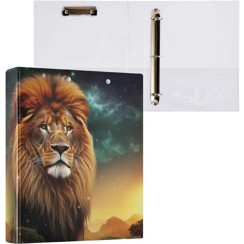 A875 A875 Beautiful Lion Classeur A4 À 3 Anneaux Pour Contenir 200 Feuilles, Classeur À Anneaux En D Avec Porte-Bloc Pour Fournitures De