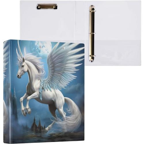 A236 A236 Classeur À Anneaux A4 Motif Licorne, Classeur A4 À 3 Anneaux Pour Contenir 200 Feuilles, Classeur À Anneaux En D Avec