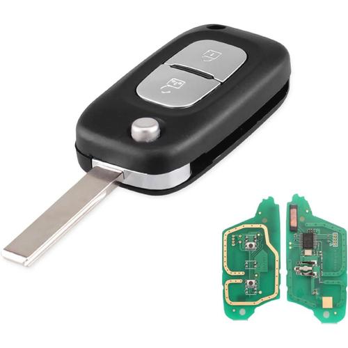 2 Boutons Coque De Clé De Voiture Télécommande, Boitier Clé Plip De 2 Boutons Télécommande Coque Clé Pour R Enault Clio 3 Kangoo Master Modus Twingo Clef Telecommande Avec 433mhz Pcf7961a Chip