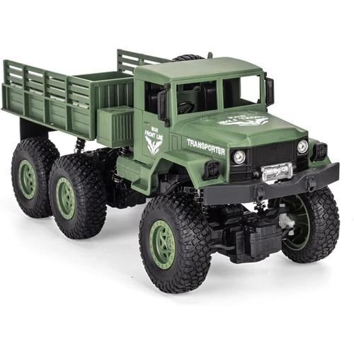 Camion Militaire 2,4 Ghz Tout-Terrain Rc 4wd Rc Voiture,Jouet Cadeau Pour Les Enfants De 6 À 12 Ans