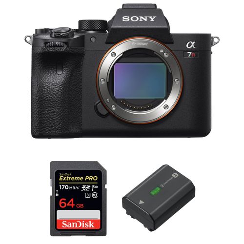 Sony ALPHA 7R IV Nu + SanDisk 64GB Extreme PRO UHS-I SDXC 170 MB/s + Sony NP-FZ100 | Garantie 2 ans