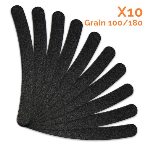 Lot De 10 Limes À Ongles Bananes Premium - Grain 100/180 - Noir 