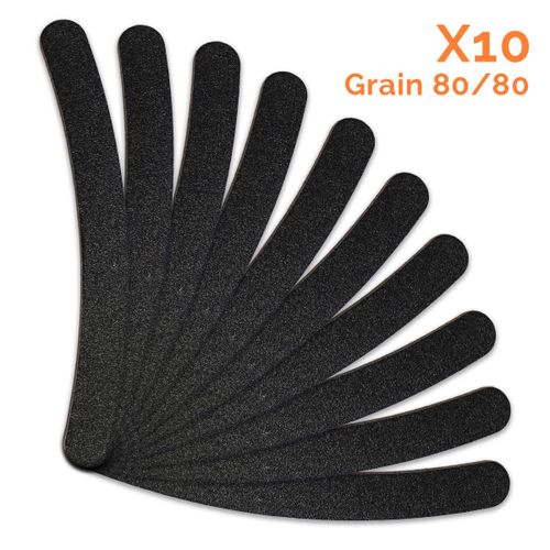 Vivezen ® Lot De 10 Limes À Ongles Bananes Premium - Grain 80/80 - Noir 