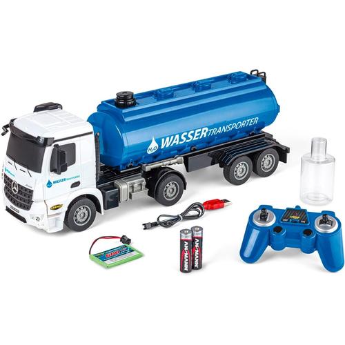 Bleu 500907665 Camion-Citerne À Eau 1:26 Mb Arocs 100% Rtr - Véhicule Radiocommandé, Camion Avec Sons Et Lumières, Avec Piles Et Radiocommande, Autonomie De 60 Minutes