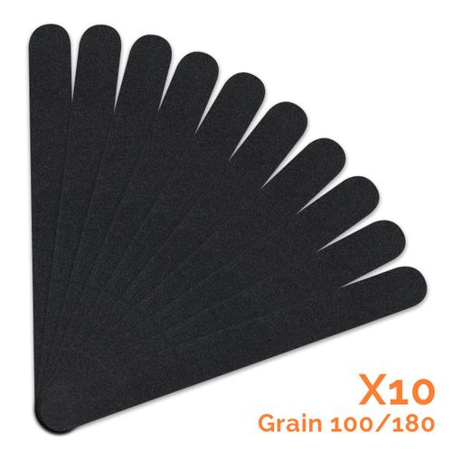 Vivezen ® Lot De 10 Limes Droites Premium - Grain 100/180- Noir 