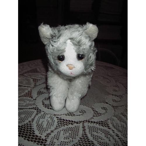 Peluche chat 2025 tigré gris