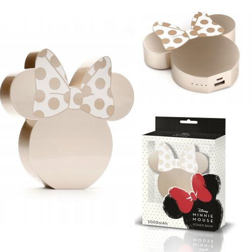 Power Bank 5000 Mah Minnie 3d Miroir Gold Dore