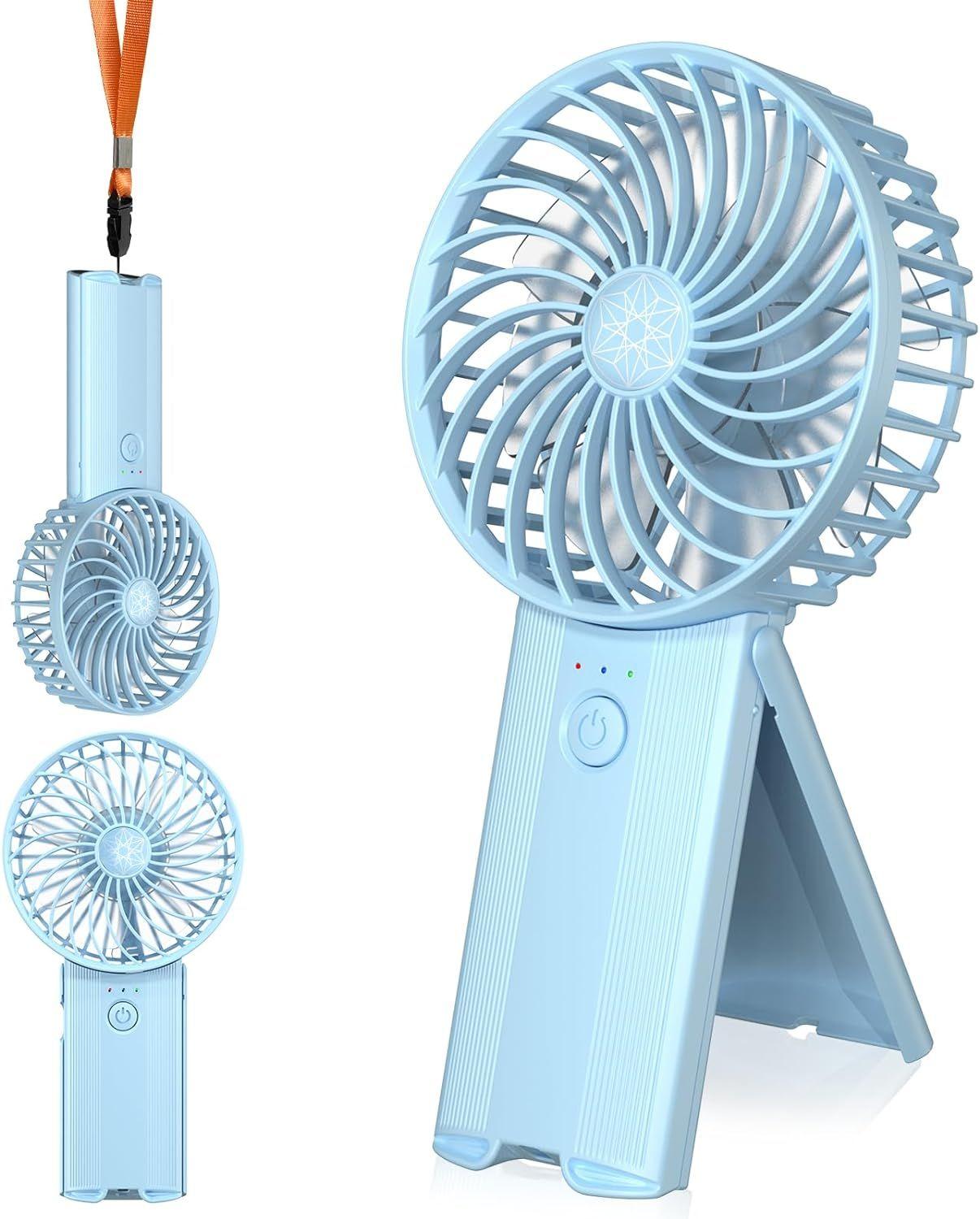 Bleu Clair Bleu Clair Ventilateur portatif portable avec 4 v...