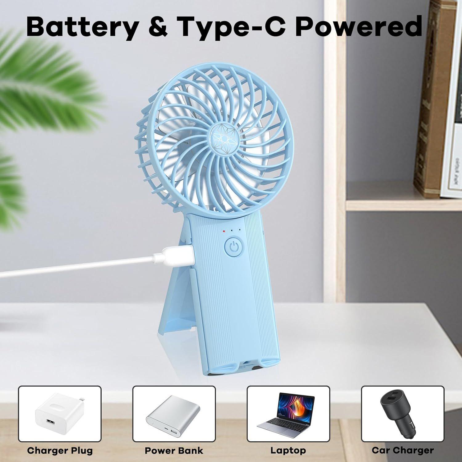 Bleu Clair Bleu Clair Ventilateur portatif portable avec 4 v... - 4