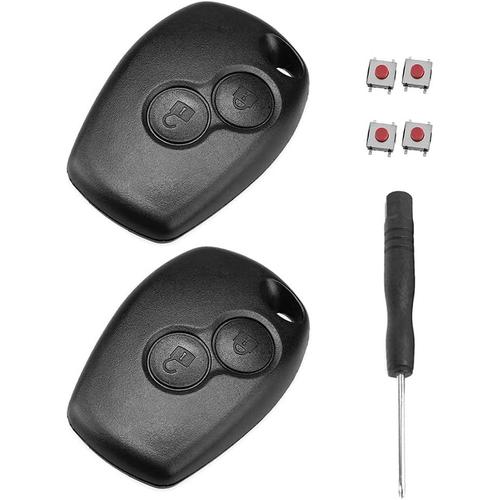 2 Pièces Coque De Clé Sans Lame Boitier Clef Plip Voiture Télécommande 2 Boutons Avec 4 Switchs Et Tournevis Compatible Avec Renault Clio Kangoo Master Modus Et Trafic