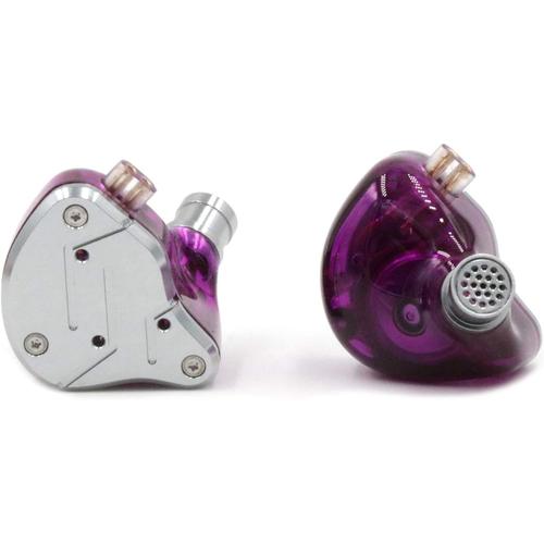 Zsn 1BA + 1DD HiFi hybride double Driver Écouteurs intra-auriculaires avec boîtier en métal Résine et 0,75 mm 2 broches câble amovible Without Mic Argenté/violet