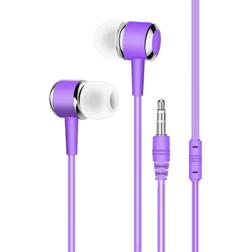 Écouteurs intra-auriculaires filaires stéréo universels de 3,5 mm - Résistants à la transpiration - Violet