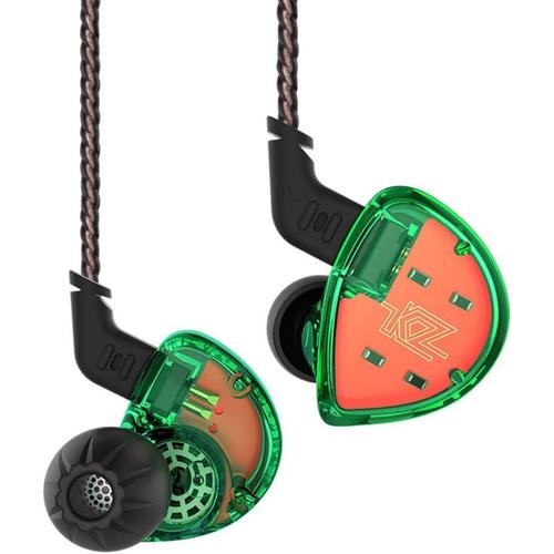KZ ES4 Filaire écouteurs HiFi écouteurs, KZ Casques dans l'oreille Moniteur de Haute qualité écouteurs stéréo écouteurs stéréo pour Tous Les périphériques Audio de 3,5 mm (Vert Pas de Micro)¿
