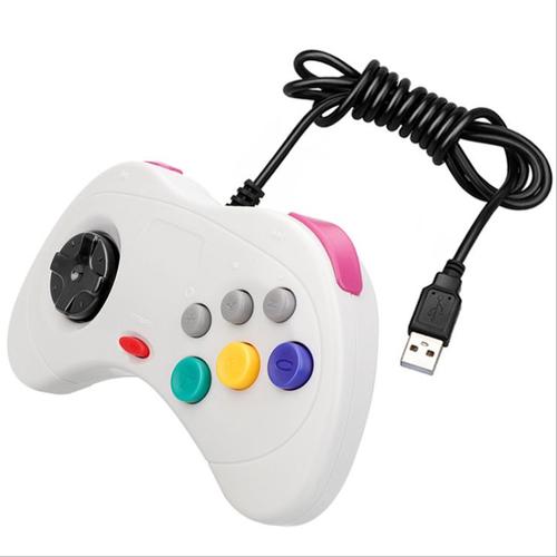 1 Pcs Pour Sega Saturn Usb Filaire Jeu Contrôleur Gamepad Joypad Joystick Pour Pc - Blanc