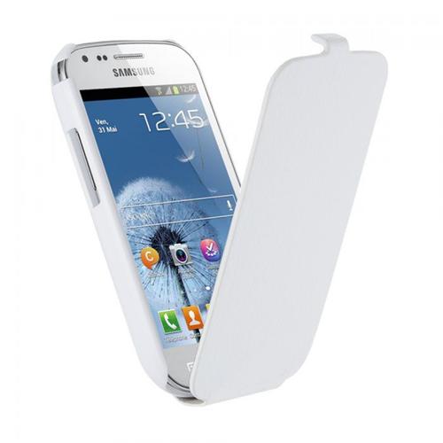 Etui Folio A Rabat Samsung Galaxy Trend S7560 Blanc Eco Cuir (Pu)