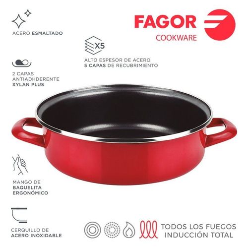 Poêle Optimax Ø24cm Acier Rouge Aisi 430 Fagor