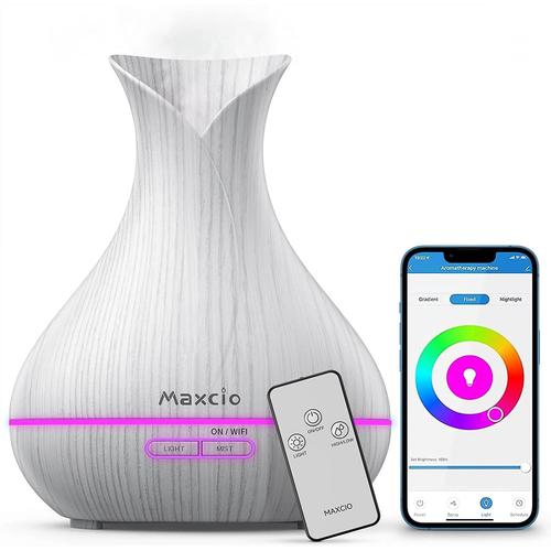 Blanc Blanc Diffuseur D'huiles Essentielles Wifi, Humidificateur D'air Compatible Avec Alexa/Google Home, Smart Télécommande Diffuseur 