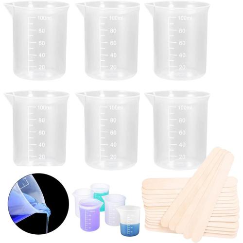 Transparent Transparent 6pcs Verre Doseur Silicone 100ml Becher Gradué Pot Petit Pichet Gradué Verres Gradués Plastique Gobelets Gradués Pour