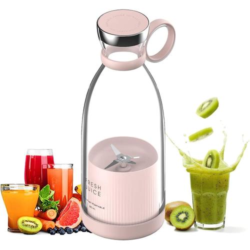 Rose Blender Smoothie, 350ML Mixeur Blender Portable Mini Mixeur, Fresh Juice Blender Bouteille, Multifonctionnel Personal Blender