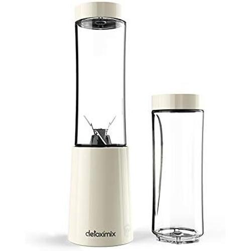 Blanc Cassé - Mini Blender Compact 150W 280ml - Smoothie Milk-shake Jus Fruits ou Légumes - 2 Bouteilles Gourdes avec Couvercle