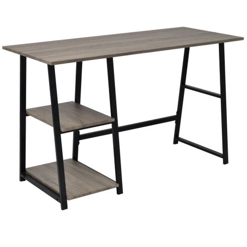 Bureau Avec 2 Étagères Gris Et Chêne