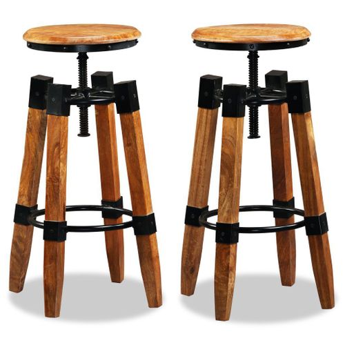 Tabourets De Bar 2 Pcs Bois De Manguier Massif
