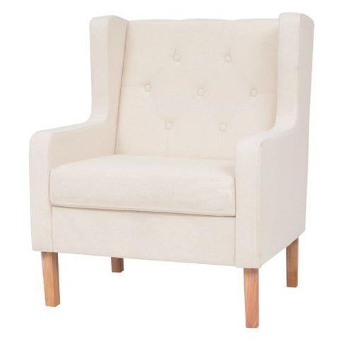 Fauteuil Tissu Blanc Crème
