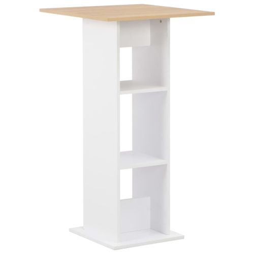 Vidaxl Table De Bar Blanc Et Chêne Sonoma 60x60x110 Cm