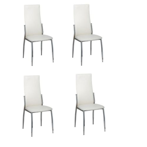 Chaises De Salle À Manger 4 Pcs Blanc Similicuir
