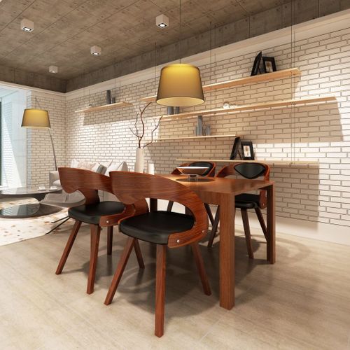 Chaises De Salle À Manger 4pcs Marron Bois Courbé Et Similicuir
