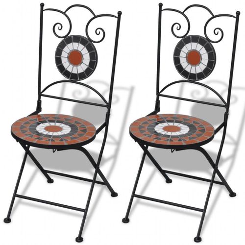 Chaises Pliables De Bistro 2 Pcs Céramique Terre Cuite Et Blanc