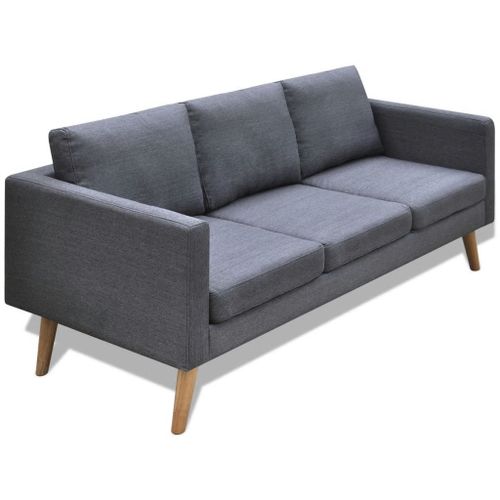 Canapé À 3 Places Tissu Gris Foncé