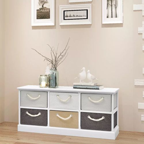 Banc De Rangement 6 Tiroirs Bois