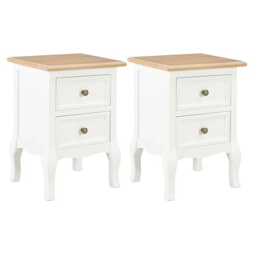 Vidaxl 2 Pcs Table De Chevet Blanc 35x30x49 Cm Mdf