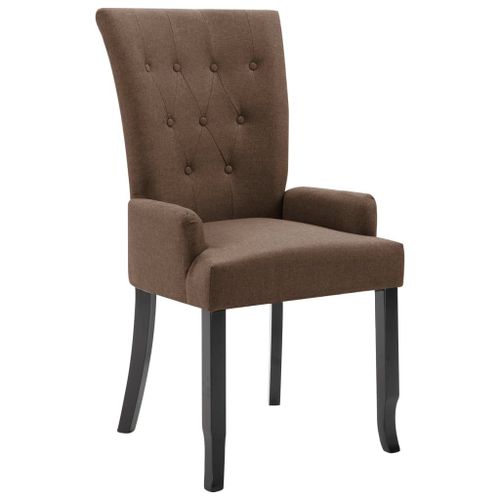 Chaise De Salle À Manger Avec Accoudoirs Marron Tissu