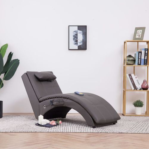 Chaise Longue De Massage Avec Oreiller Gris Similicuir