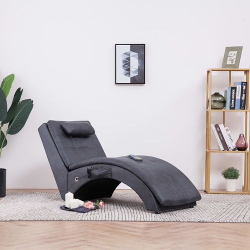 Vidaxl Chaise Longue De Massage Avec Oreiller Gris Similicuir Daim